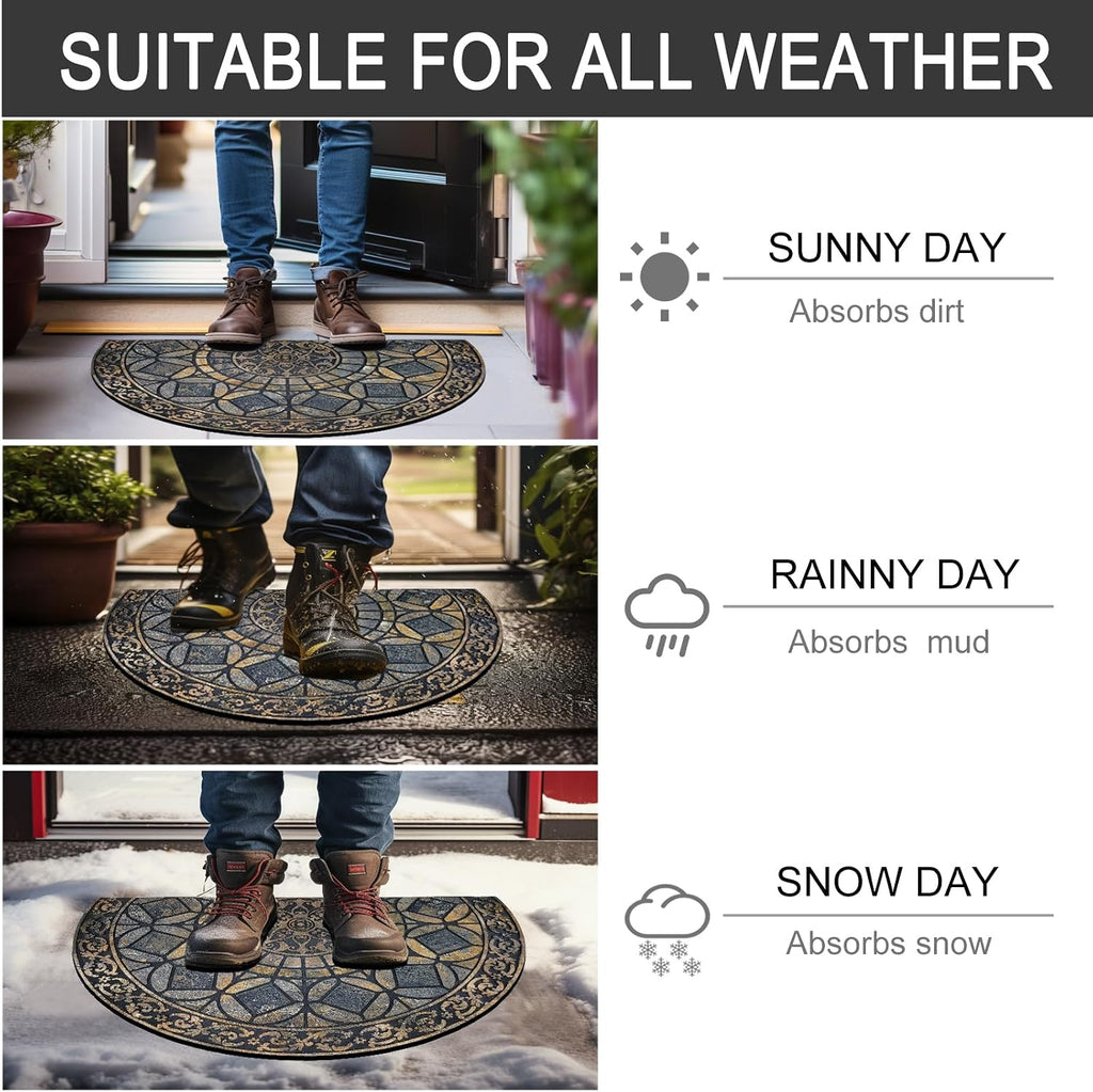 CHICHIC Entrance Door Mat Large 24 x 36 Inch Entry Way Doormat Front Door Rugs Outdoors Heavy Duty Welcome Mat Non Slip Rubber Back Low Profile for Garage, Patio, High Traffic Area, Grey