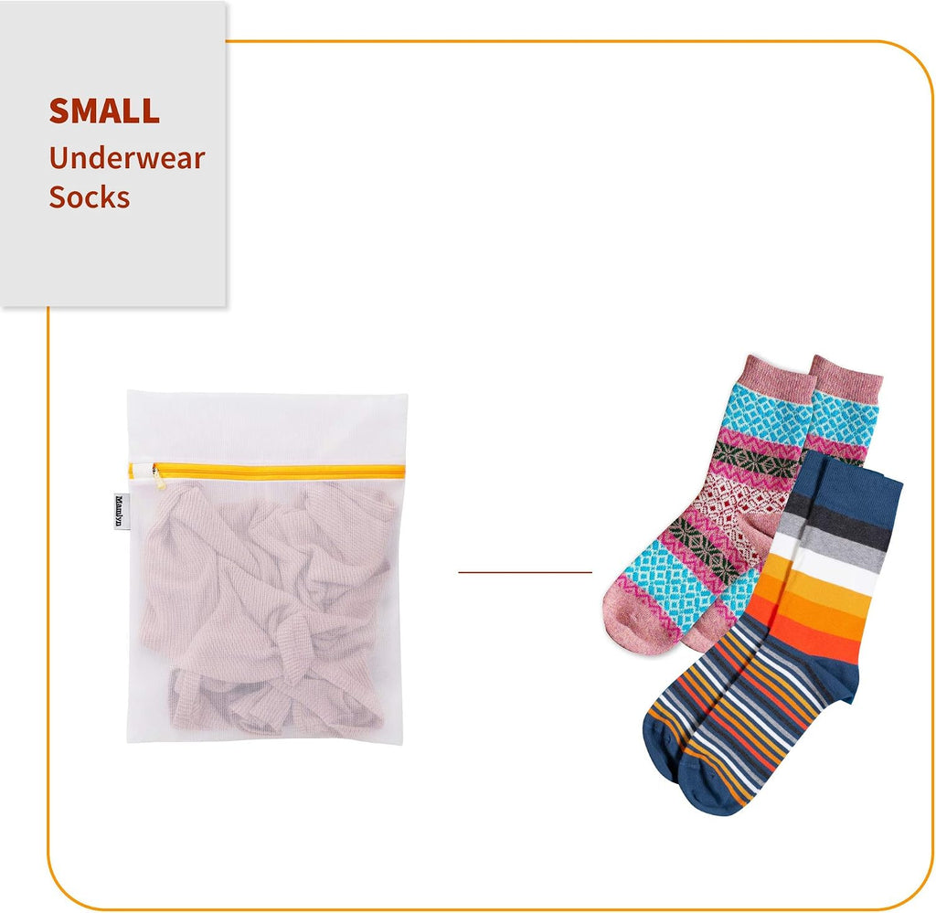 Mamlyn Mesh Laundry Bag for Delicates, Wash Bag for Underwear and Lingerie, Makeup Organizer Bag (2 Small)