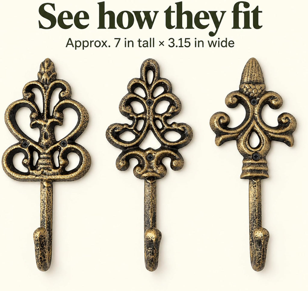 Comfify Gold and Black Cast Iron Wall Hooks