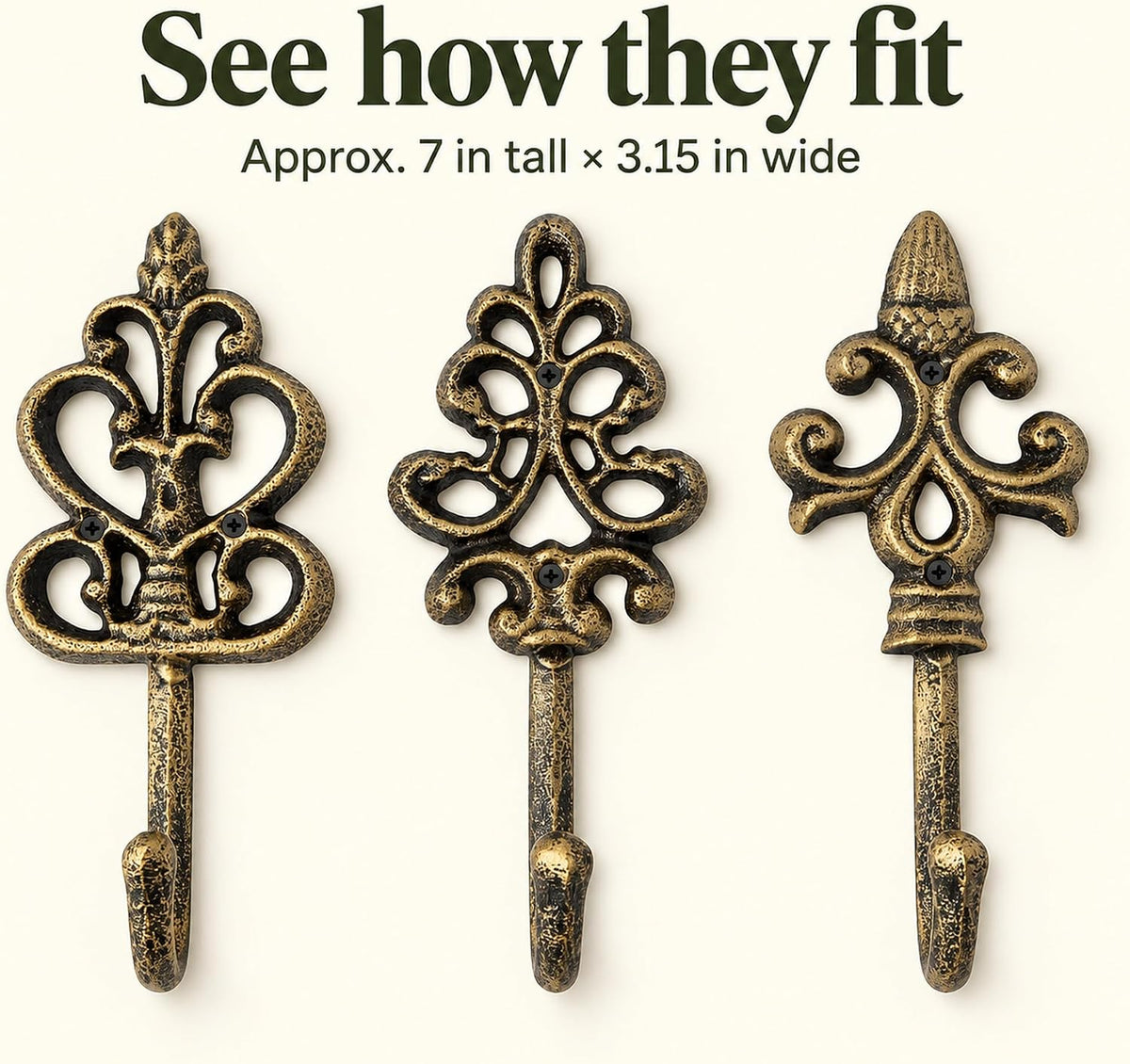 Comfify Gold and Black Cast Iron Wall Hooks
