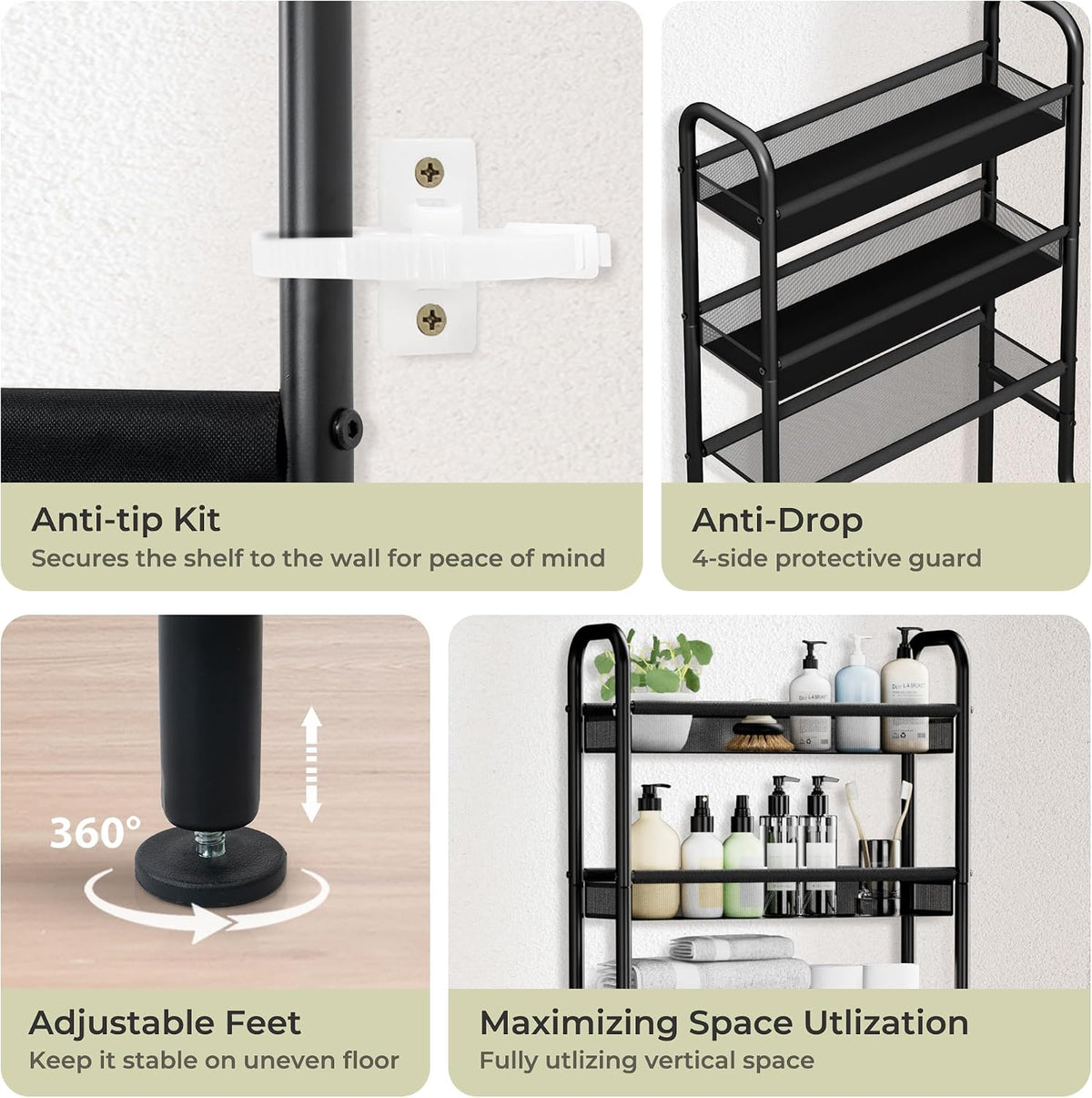 3-Tier Over The Toilet Storage Shelf, Bathroom Over Toilet Organizer