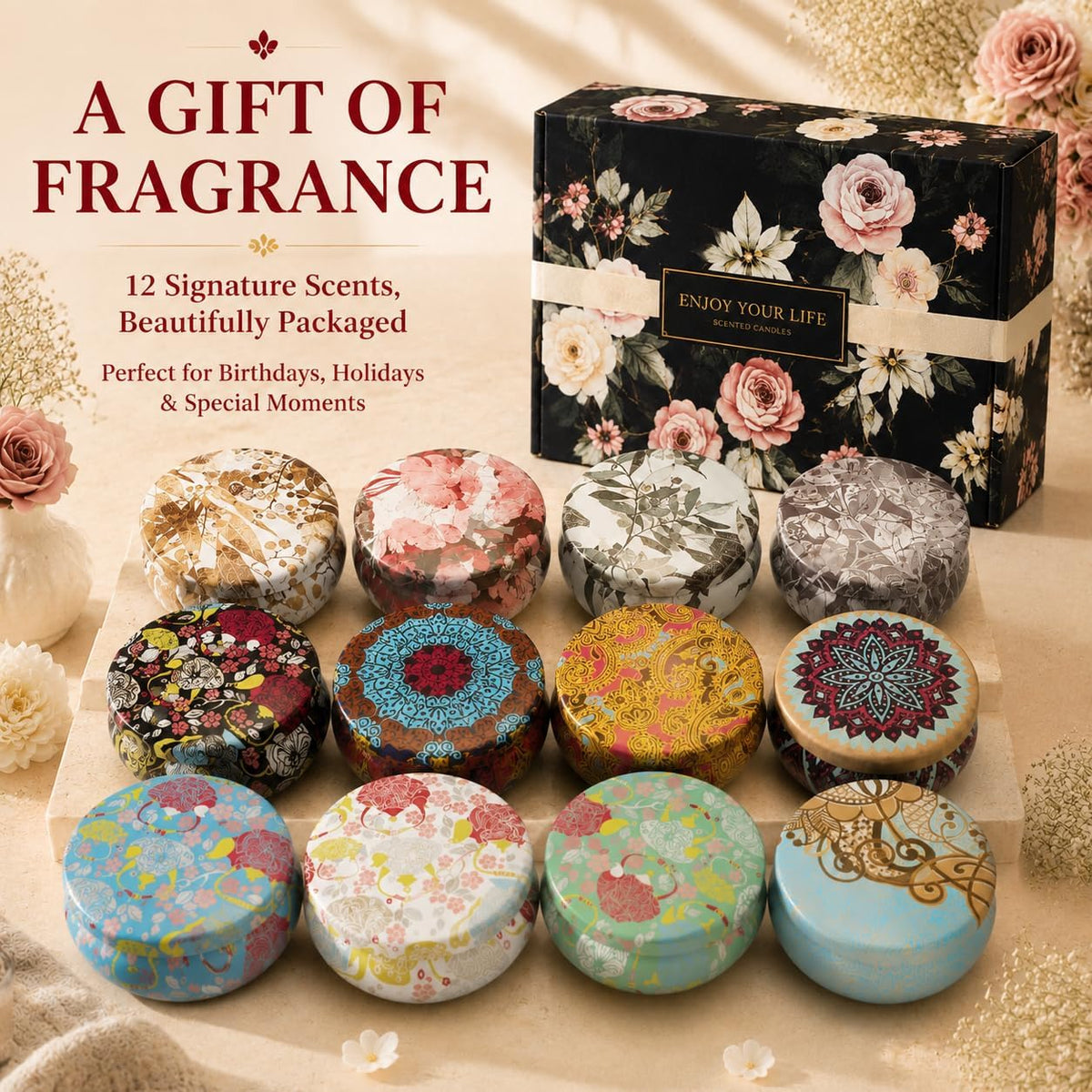 12 Pack Scented Candles Gifts for Women: Soy Wax Candles for Home Scented