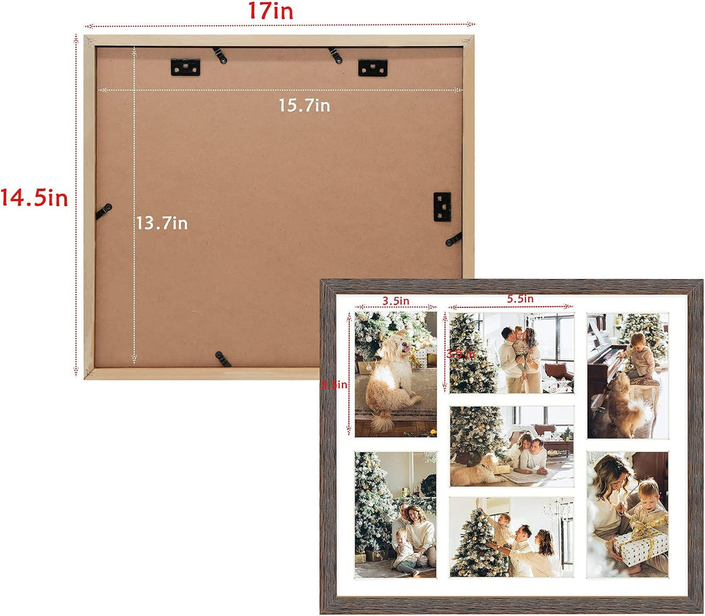 Golden State Art 7 Openings for 4x6 Collage Picture Frame,Solid Wood/Glass