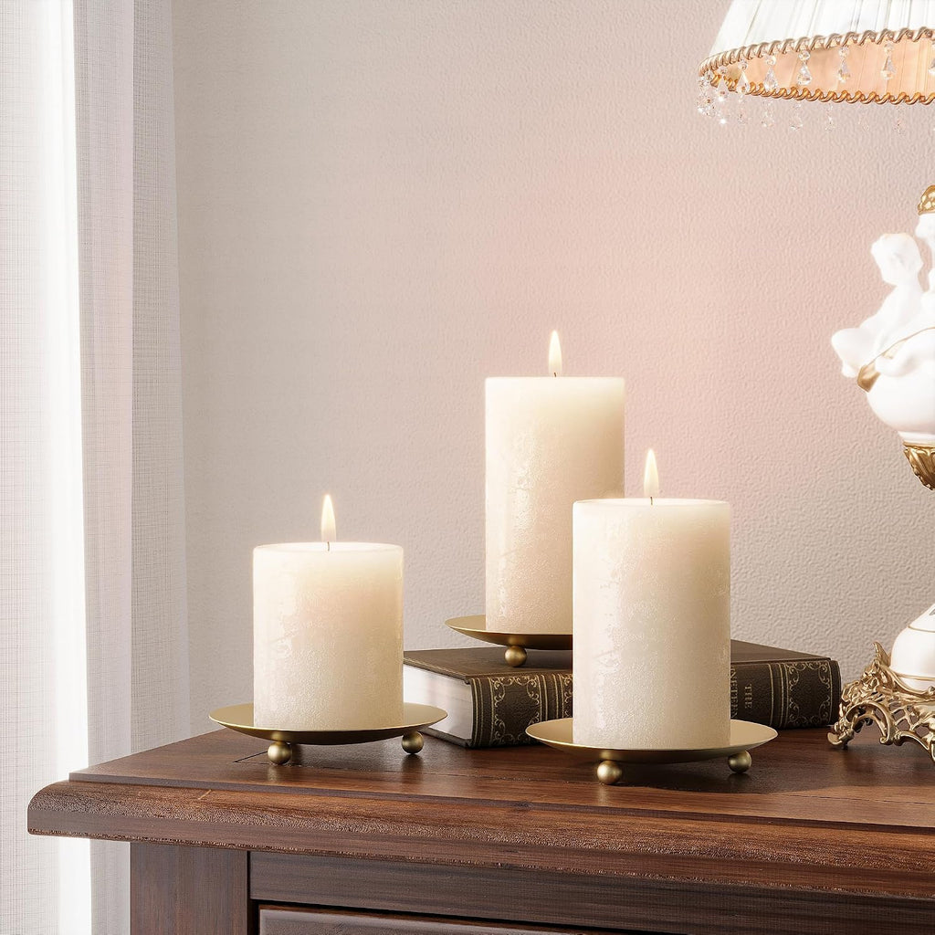 Apsways 6 Pcs Gold Pillar Candle Holders for Dinner Party, Wedding