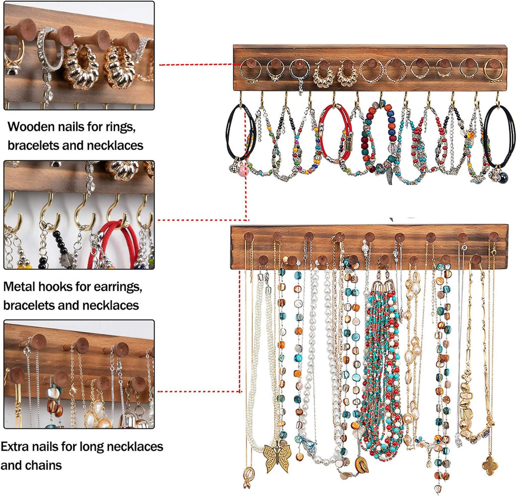 3Pcs Wood Earring Organizer,Wall Jewelry Organizer,Jewelry Storage
