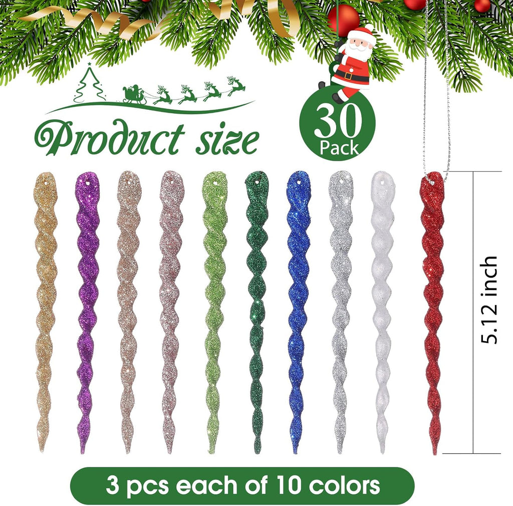 Boao 30 Pcs Christmas Plastic Icicle, Multicolor, 5.12 Inch