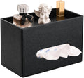 LAMOTI Tissue Box Cover Rectangle with Storage, PU Leather Tissue Holder