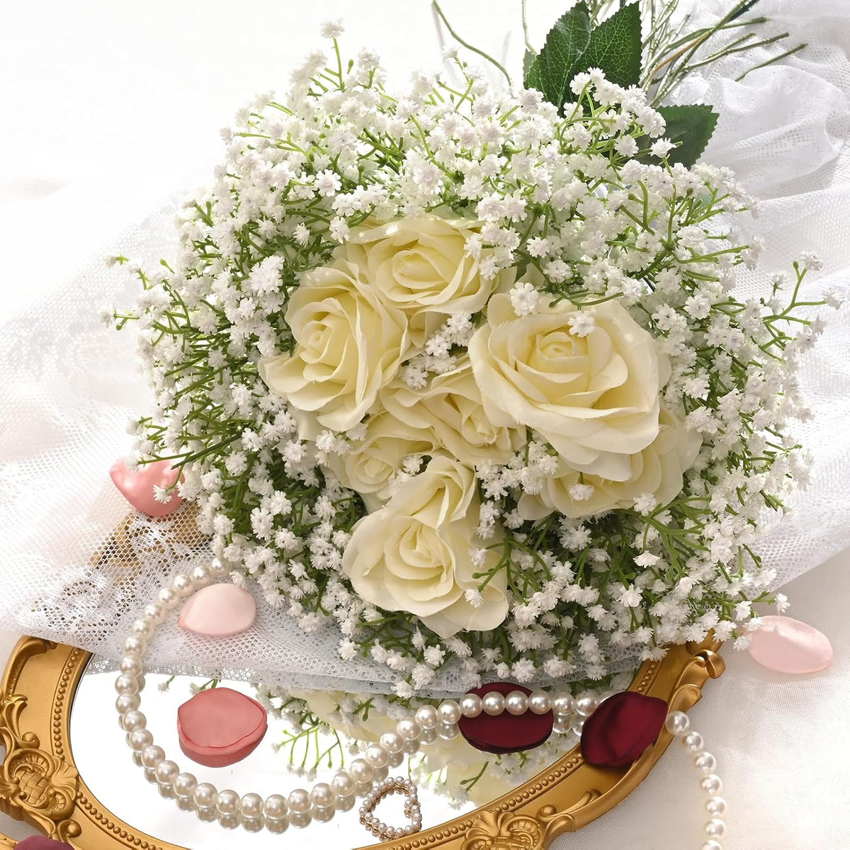 Elyum Babys Breath Artificial Flowers, 25 Pcs Baby Breath Flowers Fake Bulk