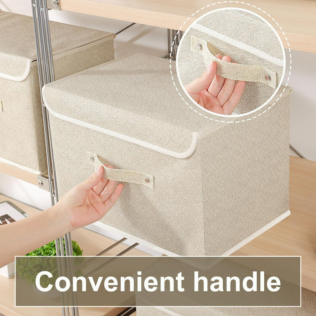 Storage Bins with Handles,Grey and Beige,15x9.8x9.8in,1 Pack