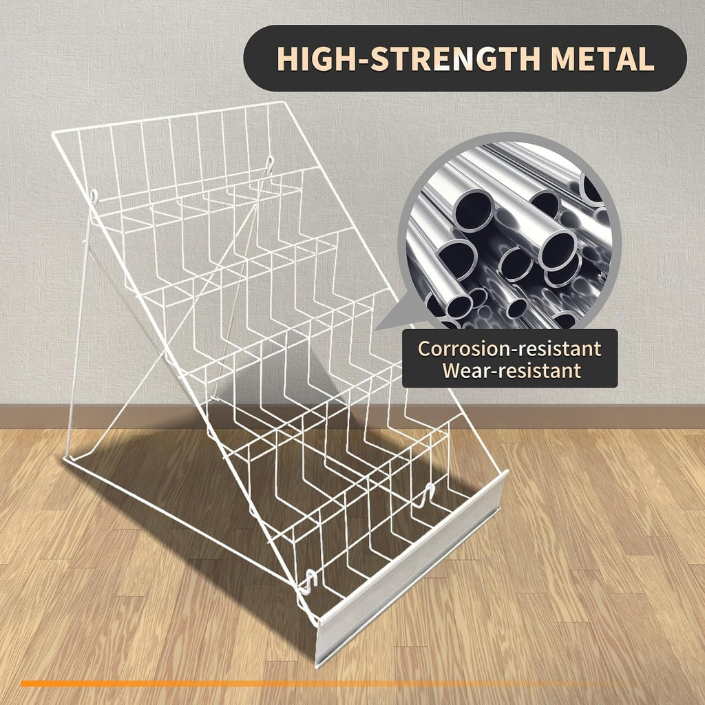 TONGMO 6-Tier Wire Book Signing Rack - Sturdy Tabletop Design - Ideal for Libraries, Classrooms, Schools - Display Literature, Magazines, Comics - Perfect for Book Signings (White-1P)
