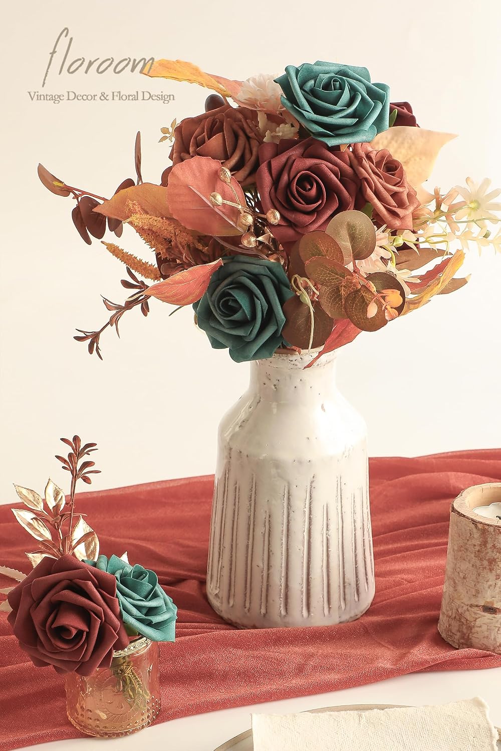 Floroom Artificial Flowers 25pcs Real Looking Dark Teal Foam Fake Roses with Stems for DIY Wedding Bouquets Bridal Shower Centerpieces Floral Arrangements Party Tables Home Decorations