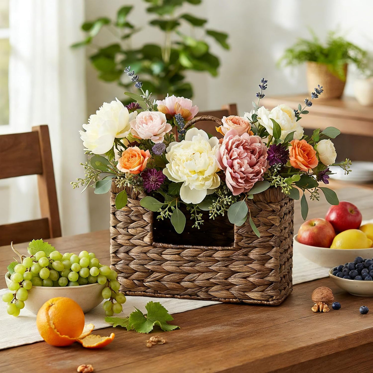 Set of 2 Magazine Holder Wall Basket Water Hyacinth Woven Mail Organizer, Wicker Wall Hanging Baskets for Magazines, Letters & Storage Decorative Mail Holder, Magazine Rack, Hanging Basket, Coffee