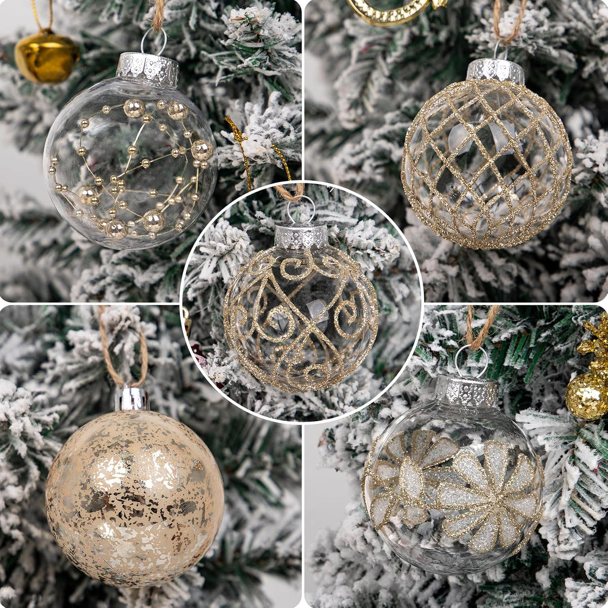 30 PCS Christmas Ball Ornaments 2.36" Rustic Farmhouse Christmas Ornaments