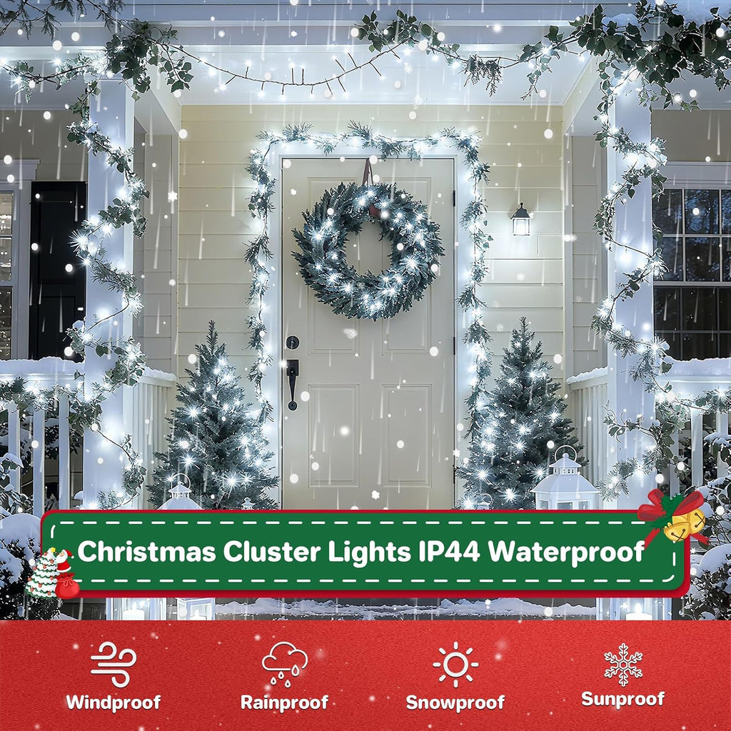Christmas Cluster Lights Plug-in 52FT 800LEDs String Lights Indoor Outdoor