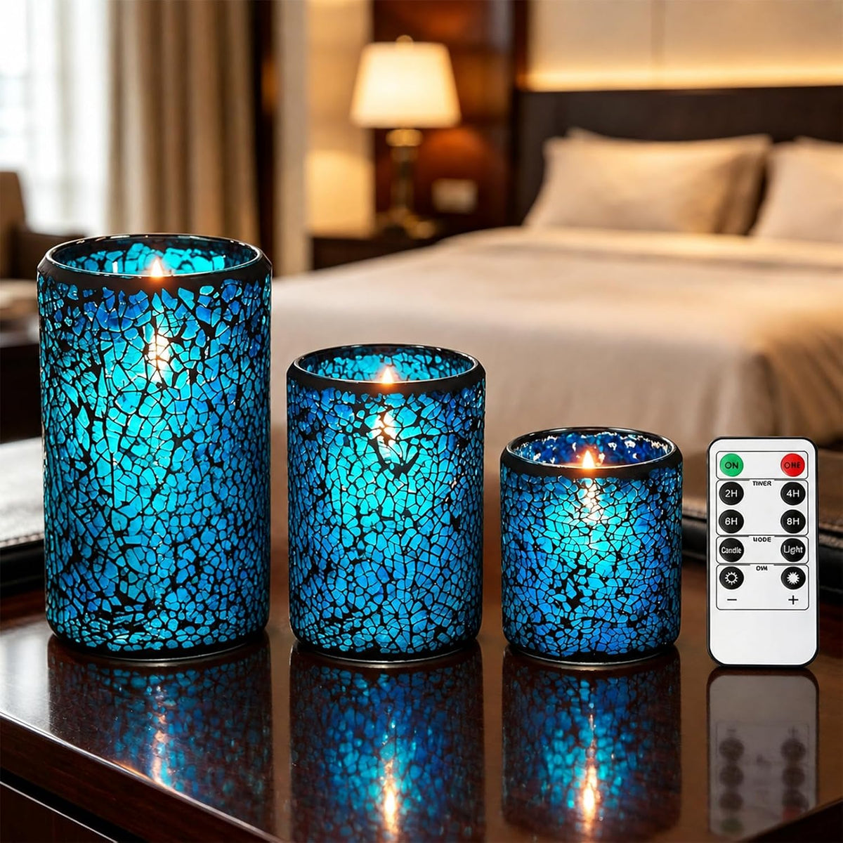 Flameless Glass Candles with Remote, Realistic Wax LED Pillar Candles JL-MB