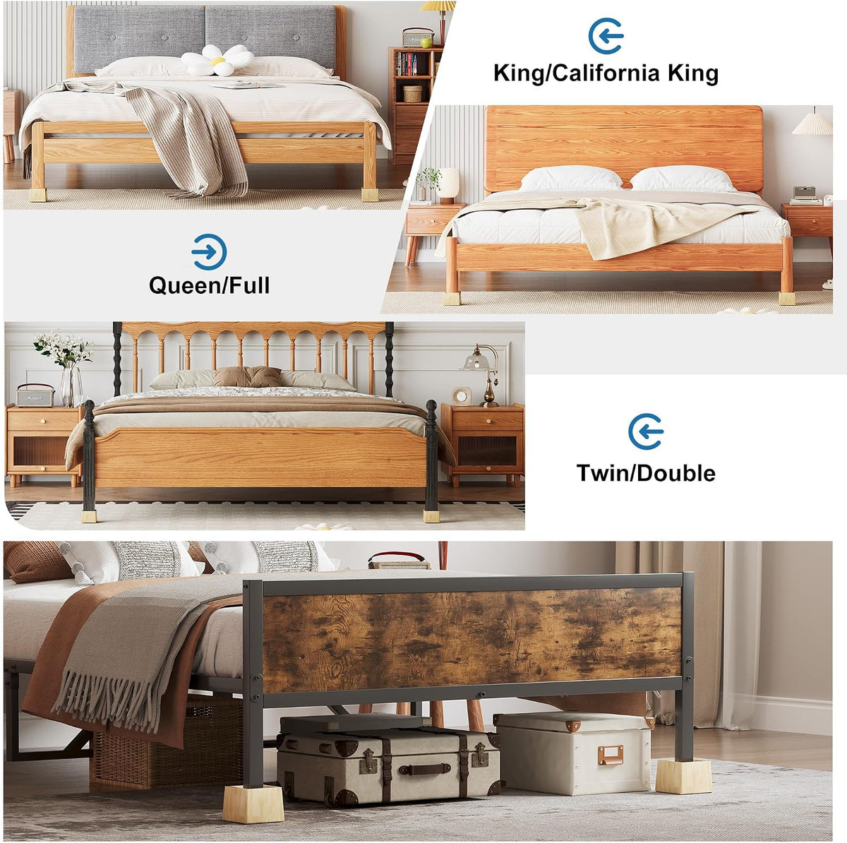 EasyPAG Bed Risers 3 inch Heavy Duty, Elevate Height 2 inch, Wood Furniture Risers for Couch Table Desk, Support 2200 Lbs, 1-inch Deep Anti-Fall Edge Bed Lifts with Non-Slip Pads, 4 Pack, Original