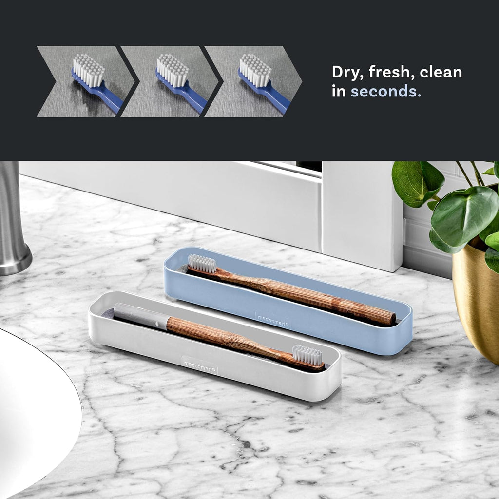 madesmart Drying Stone Toothbrush Tray, Blue