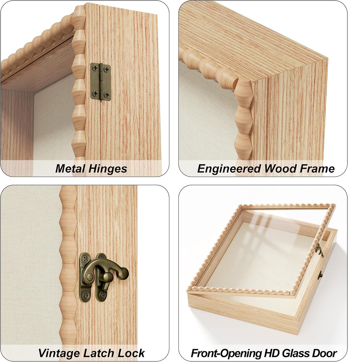 Love-KANKEI 11x14 Deep Shadow Box,Solid Wood Beaded Edge Frame,Natural