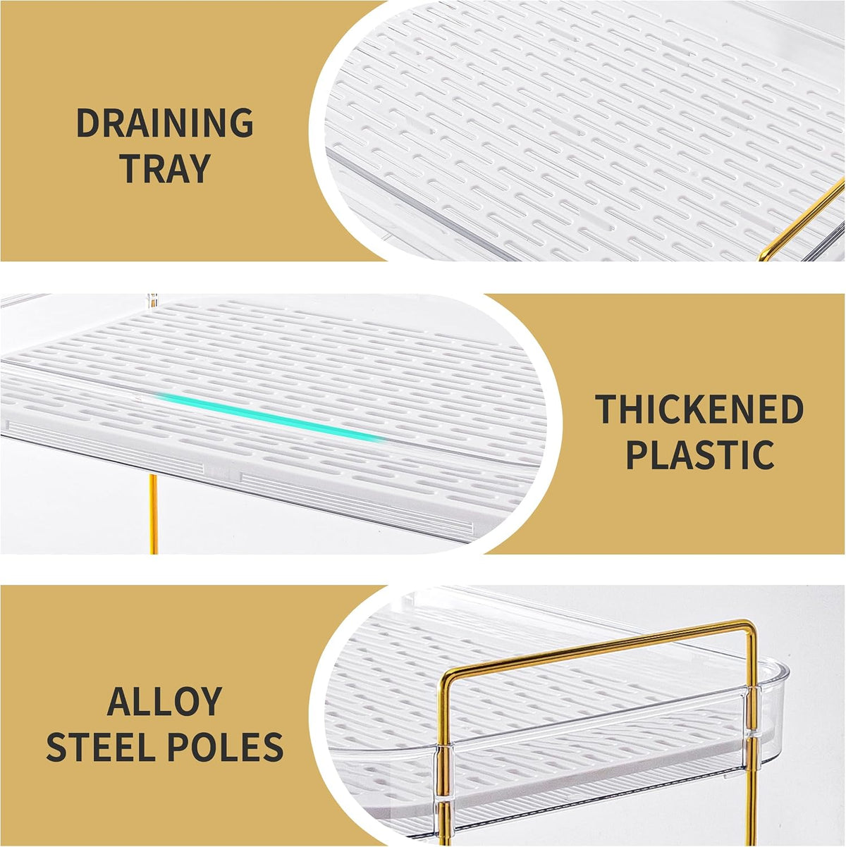Coffee Bar Accessories, Station Organizers,Large Capacity Storage with Drain Board,Whisky Tray,Mug Tea Cup Holder Coffee Bar Organizer,White Clear