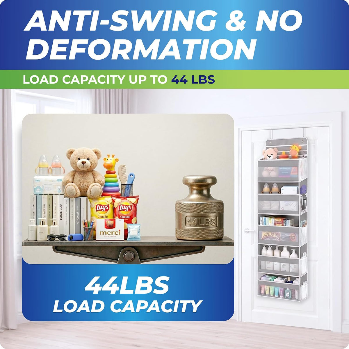 Over the Door Hanging Storage Organizer–Ideal for Nurseries Bedrooms Dorms