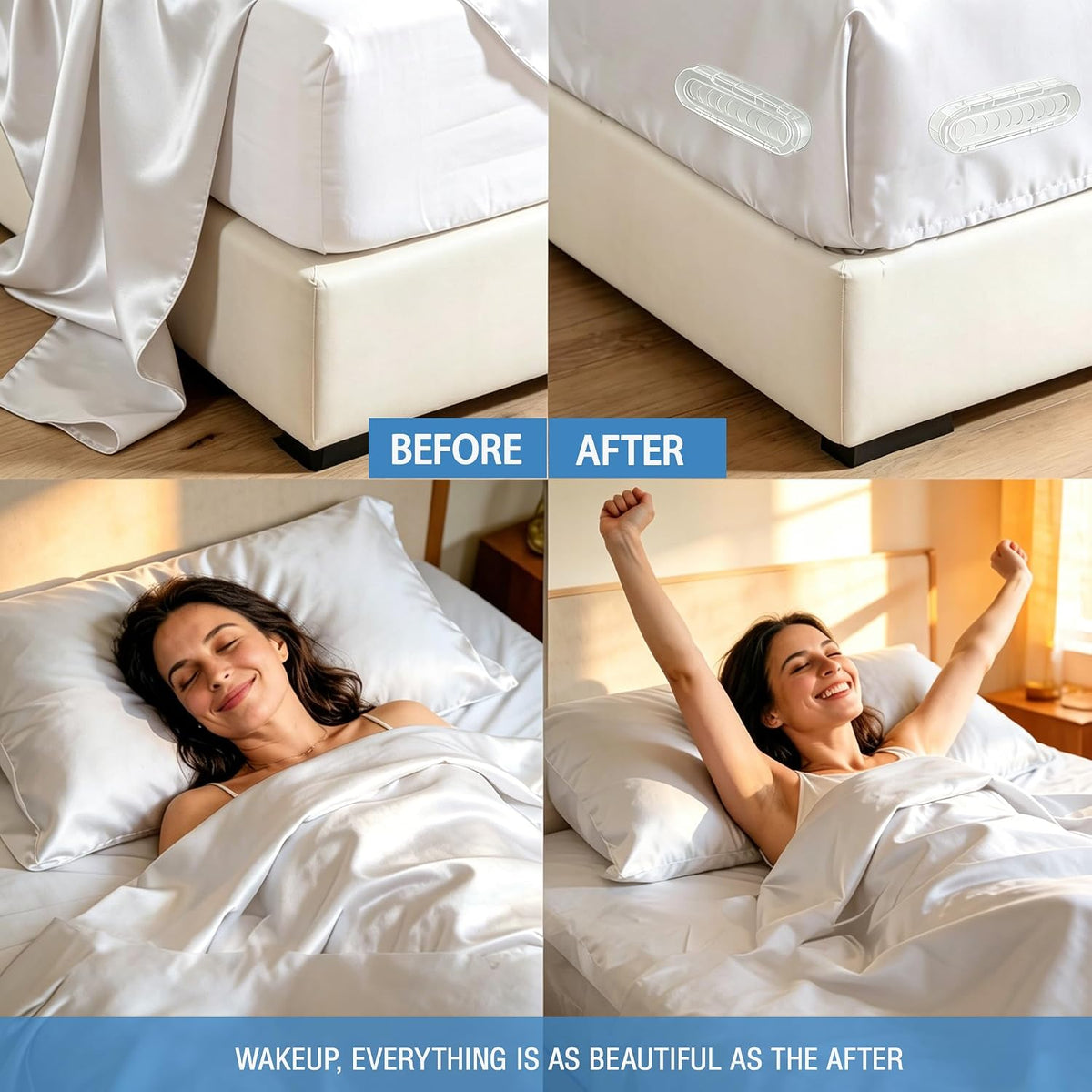 Bed Sheet Holders for Corners, Anti-Slip Gripper Clips for Twin to King