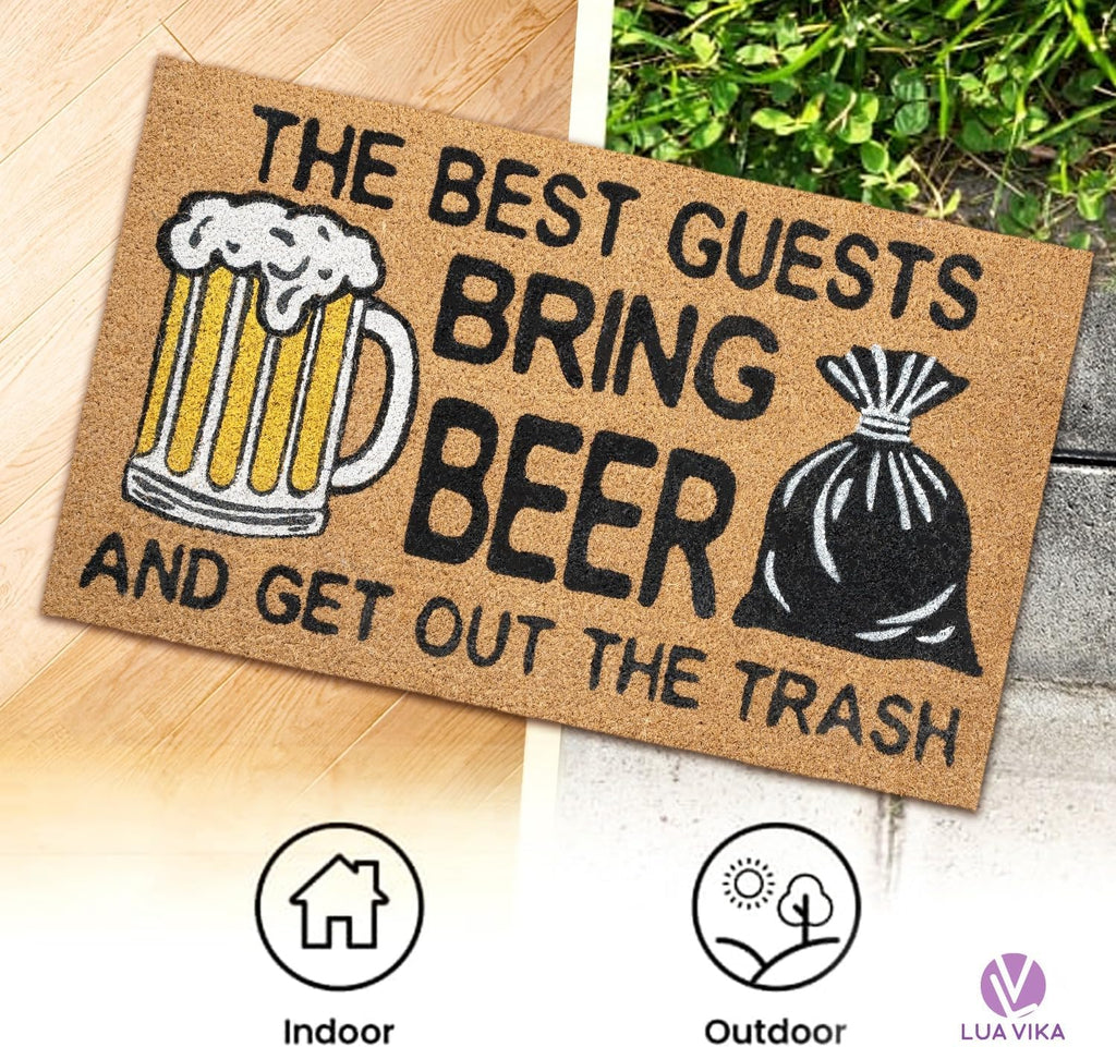 Funny Coir Door Mats Outside and Inside, Beer, 17 x 30 in