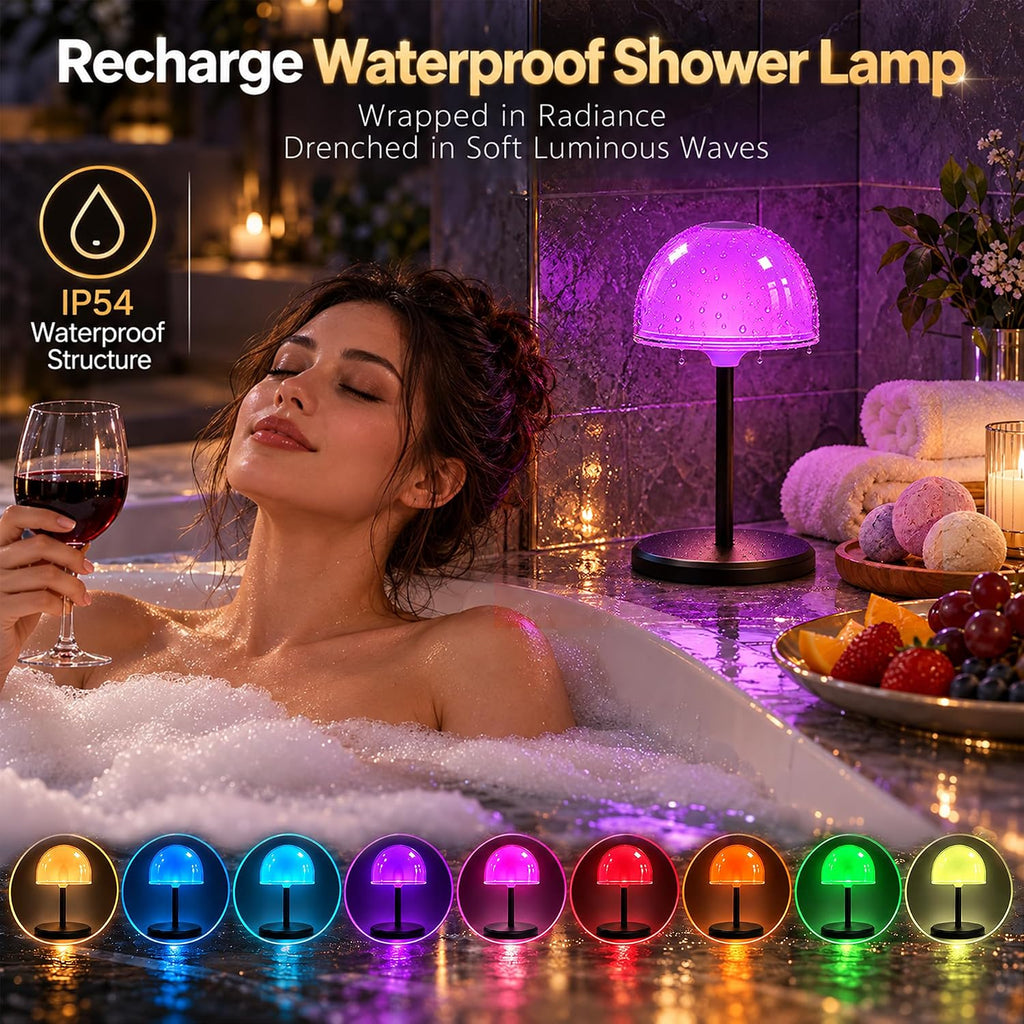 Waterproof Shower Lamp Light Rechargeable Cordless Table Lamp for Bathroom