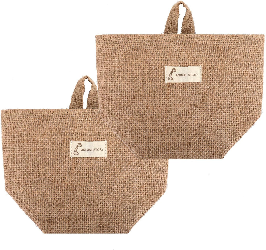 Foraineam 6 Pack Mini Hanging Storage Bag Cotton Linen Decorative Wall-Hanging Basket Organizer Collapsible Box Bin Bags for Wall Door Closet