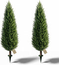 4ft Artificial Cedar Topiary UV Resistant Trees Set of 2 with Ground Spike