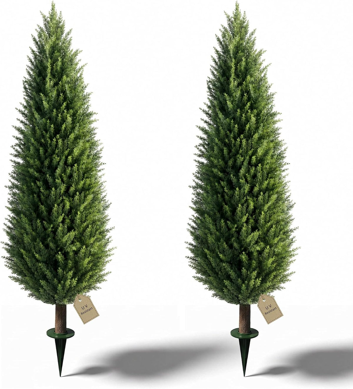 4ft Artificial Cedar Topiary UV Resistant Trees Set of 2 with Ground Spike