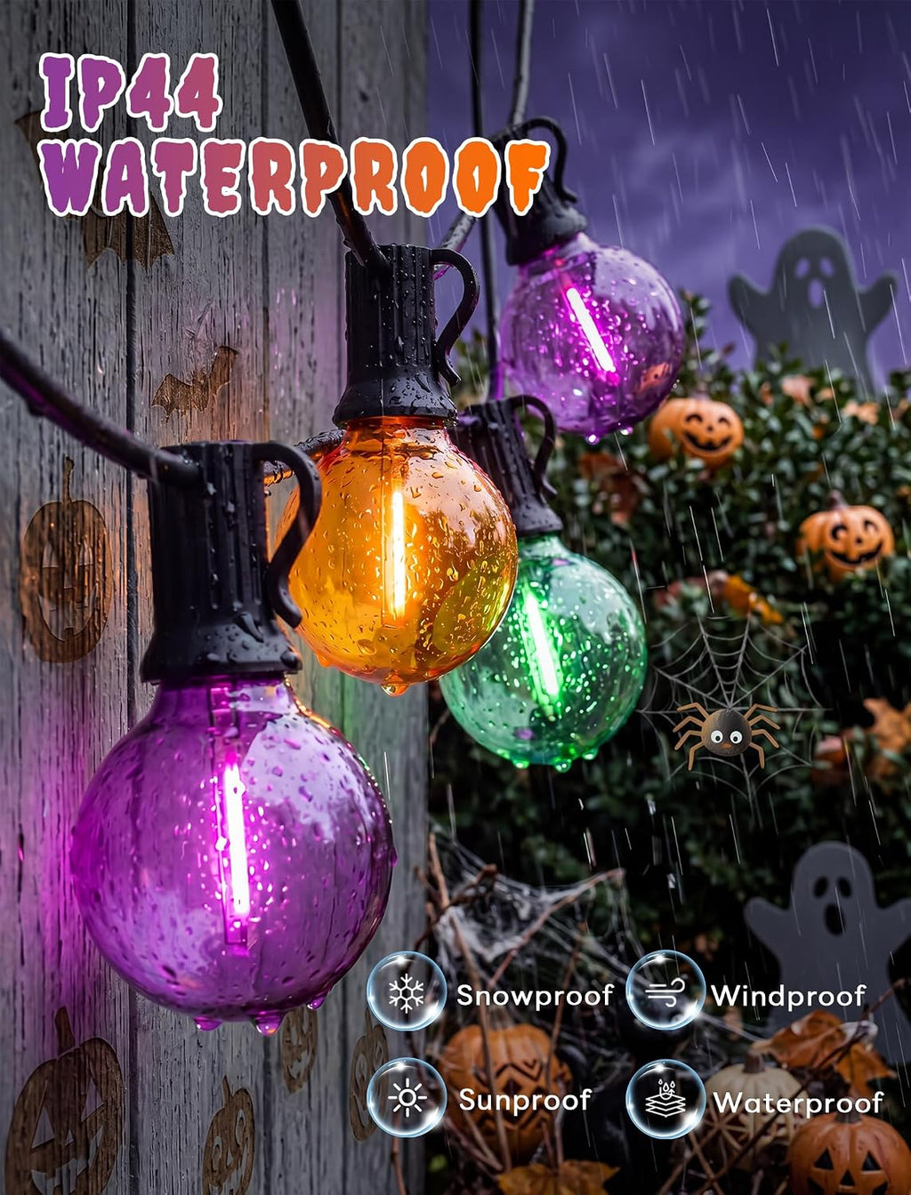 25FT G40 Halloween Outdoor String Lights with 27 LED Shatterproof Bulbs