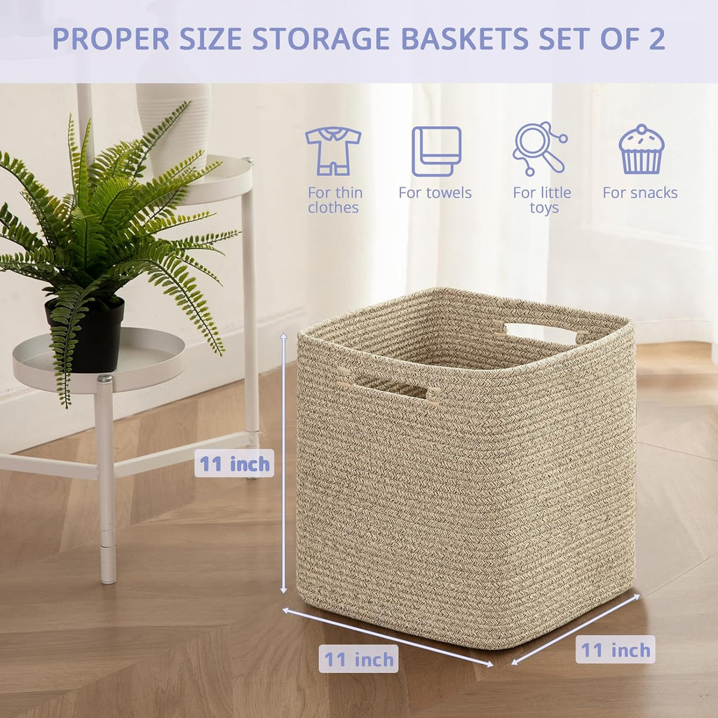 OIAHOMY 2 PACK Cube Storage Bin 11 Inch Collapsible Storage Cube Brown