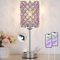 Hong-in Crystal Lamps for Night Stands, Purple Table Lamp for Bedroom