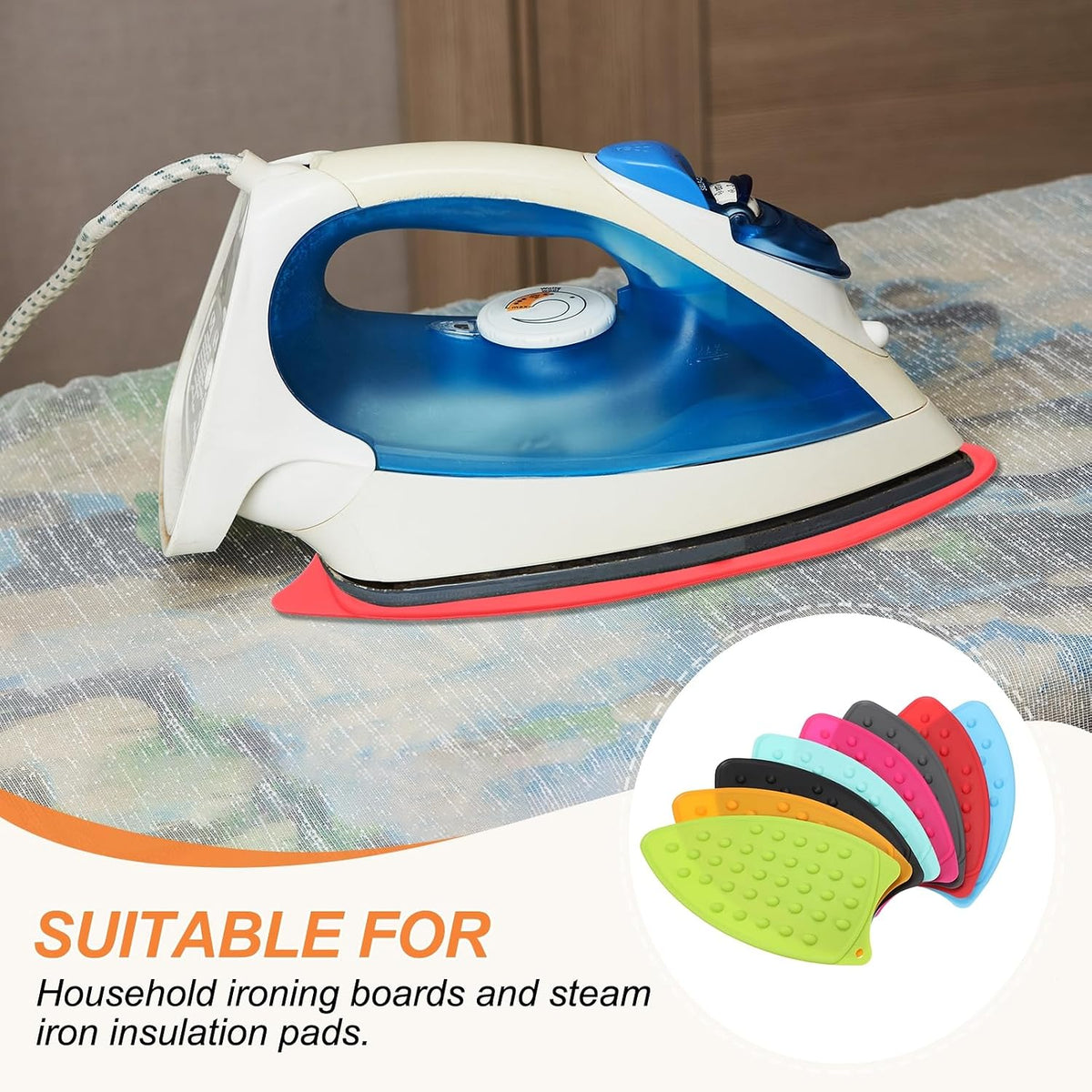 PATIKIL Silicone Iron Rest Pad, Multipurpose Hot Heat Resistant Iron Rest Plate Protective Pad for Ironing Board Hot Resistant Steamer Steam Compact Mat, Orange