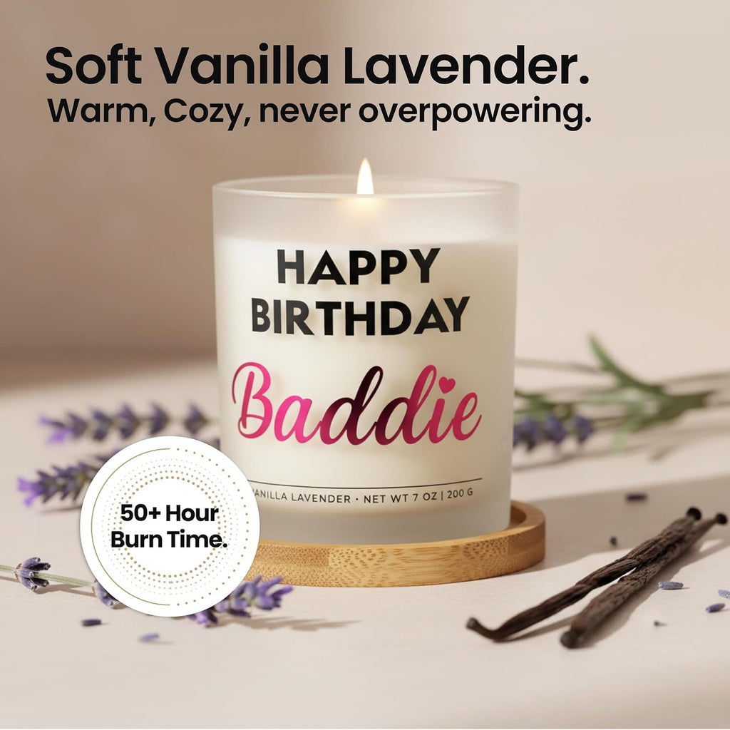 Happy Birthday Baddie Candle Gift Set - Funny Birthday Gifts for Women