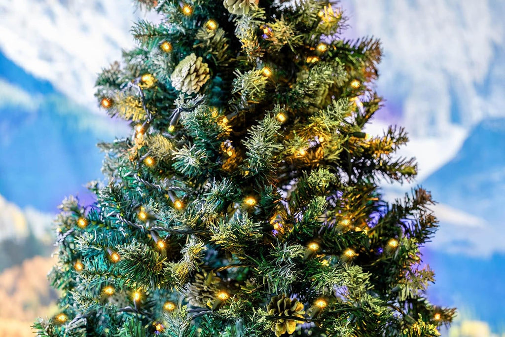 Novelty Lights 11ft 50 LED Yellow Christmas Lights, Green Wire, UL Listed