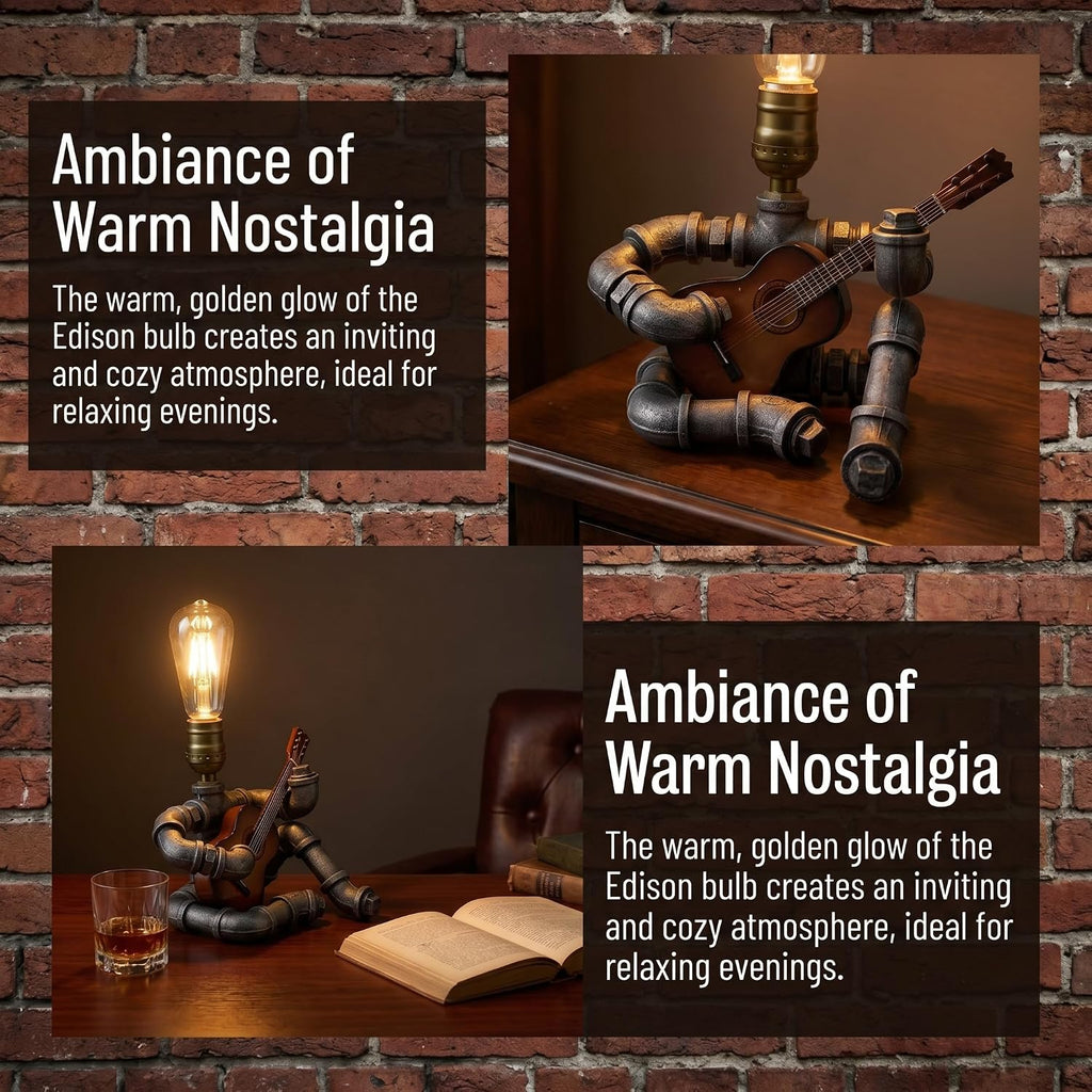 Music Guitar Table Lamp,Guitar Stuff,Cool Gifts for Music Lovers,Players for Men Gift,Steampunk lamp,Metallica (Coffee)