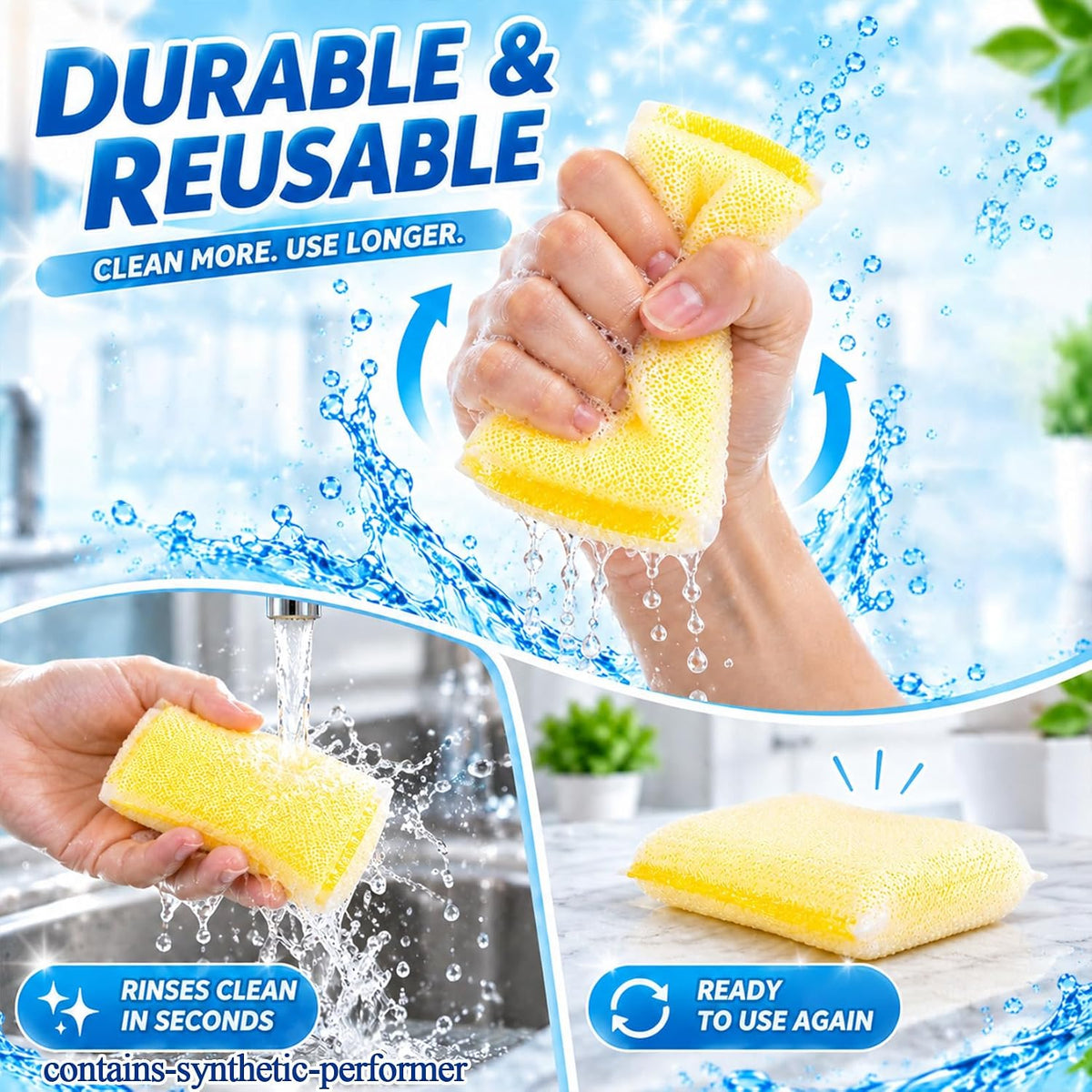 MAQIHAN Sponges Kitchen Scrubbing Pad - 9PCS All-Purpose Scrubbing Sponges