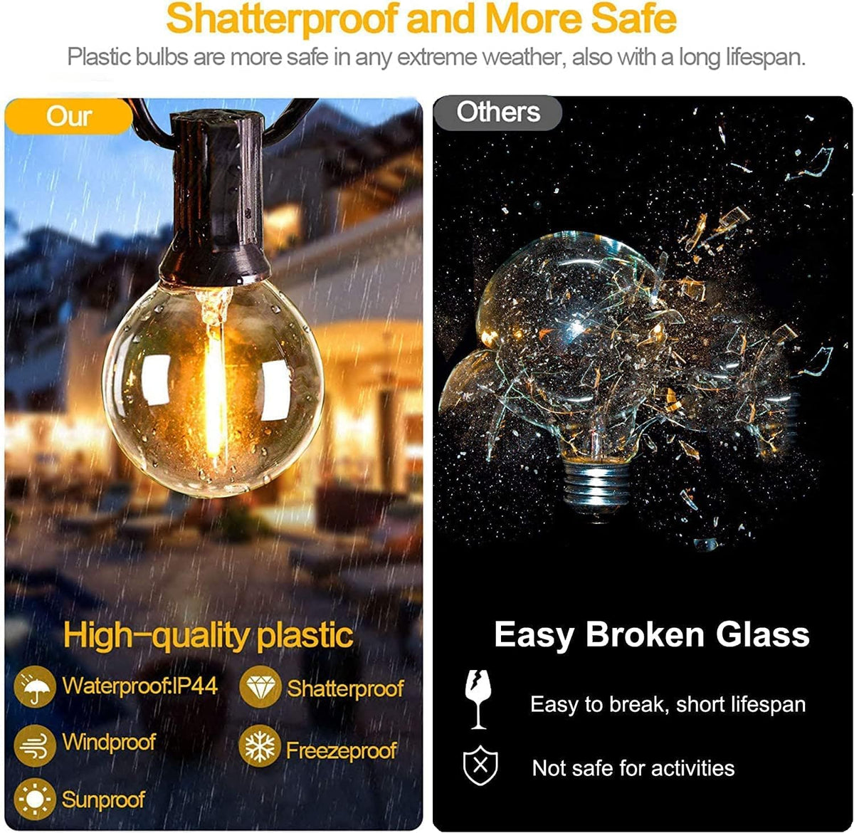 Svater G40 LED Replacement Bulbs for Outdoor String Lights, 25 Pack Dimmable Shatterproof Globe Bulbs, E12/C7 Screw Base Edison Light Bulbs for Indoor Outdoor Patio Decor, Warm White 2700K