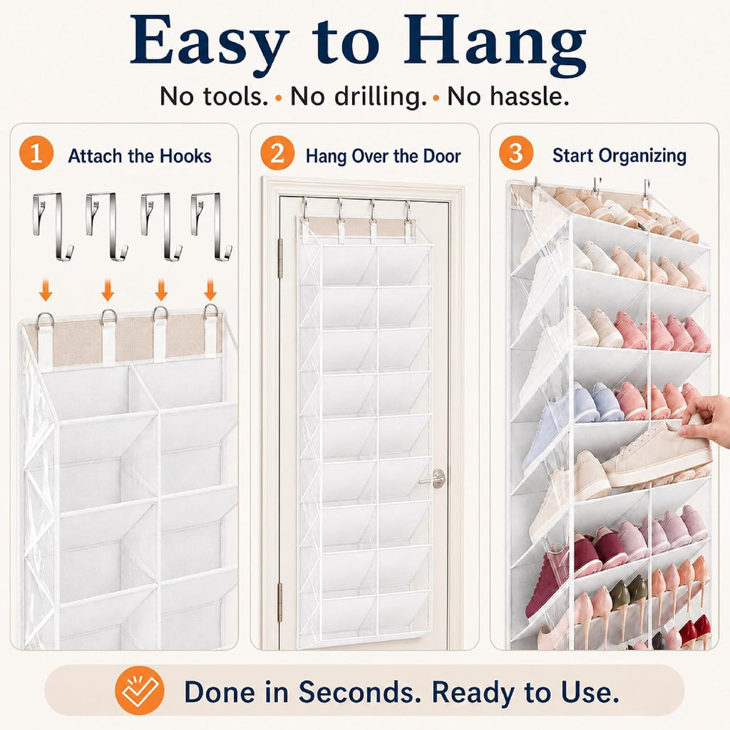 Over the Door Shoe Organizer 10-Tier Shoe Rack, 20–30 Pairs