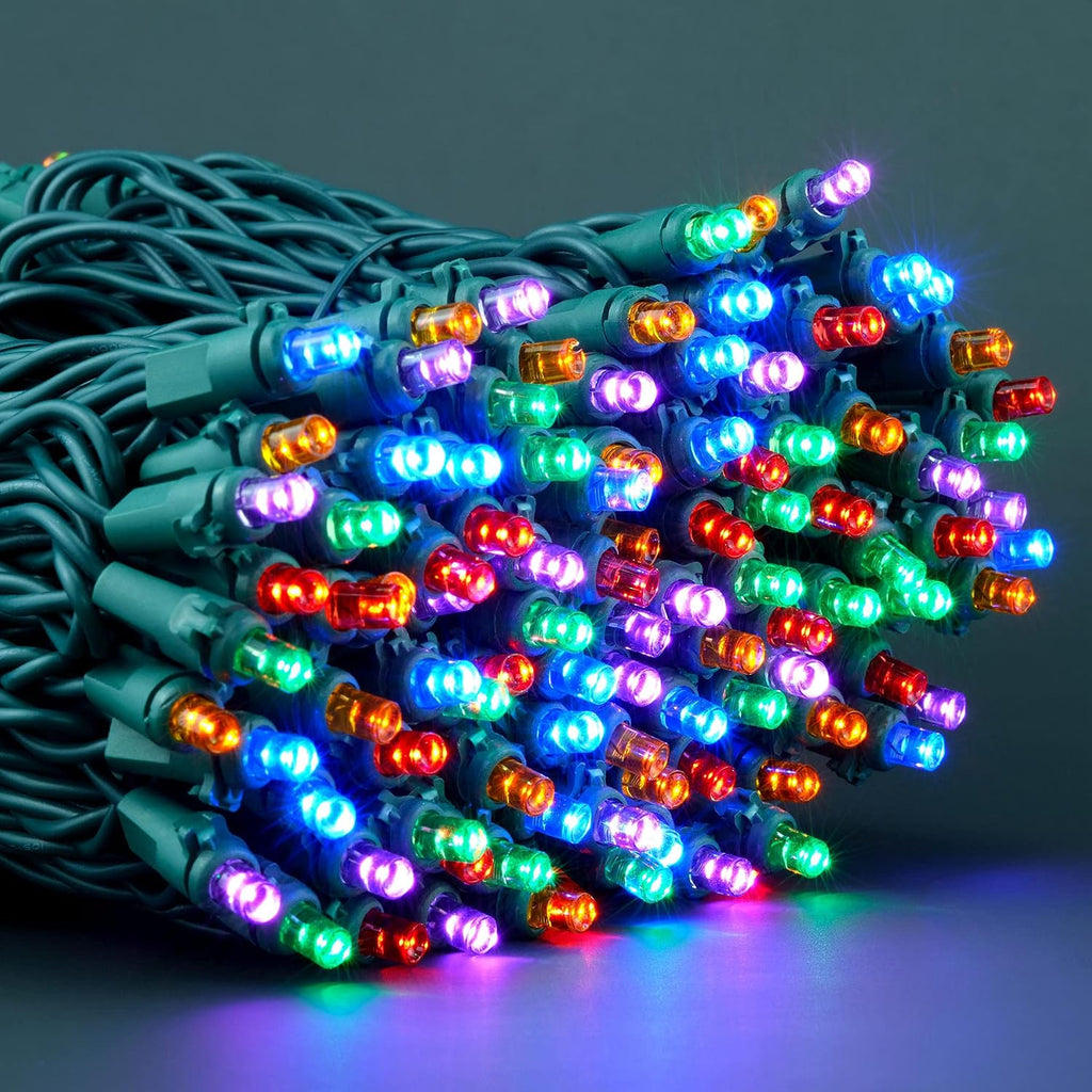 YULETIME 200 Multicolor Christmas Lights, 2-Set 25 ft 100 Wide Angle LED