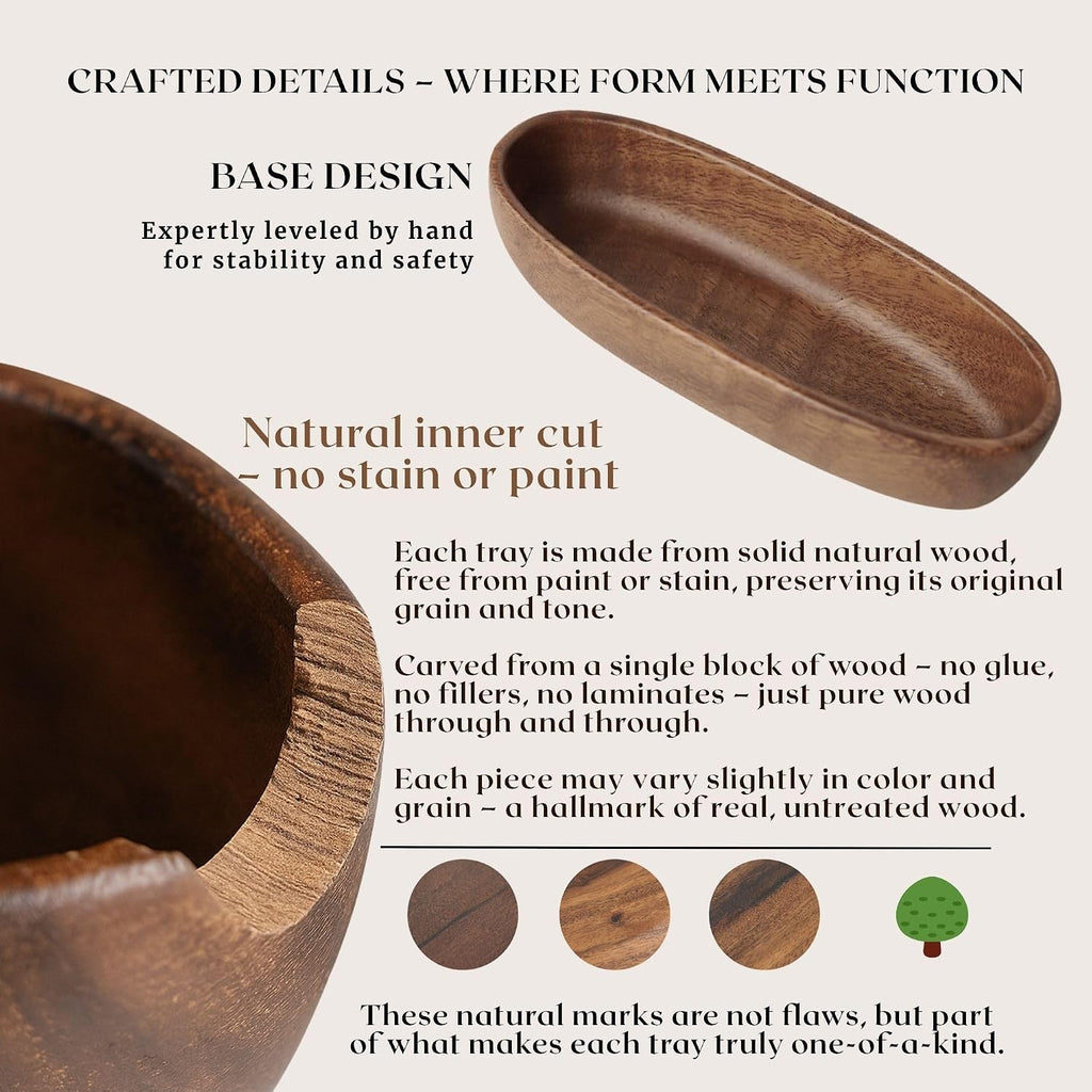 Wooden Decorative Bowl, Walnut Wood Bowl for Table Centerpiece, 9.8 Inch