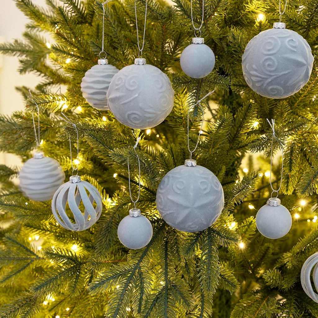 36Pcs Velvet Shatterproof Christmas ball Ornaments Set (Blue)