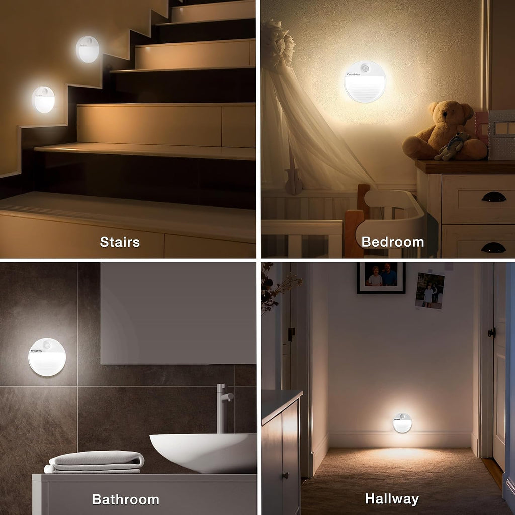 EverBrite 2-Pack Rechargeable Round Motion Sensor LED Night Lights