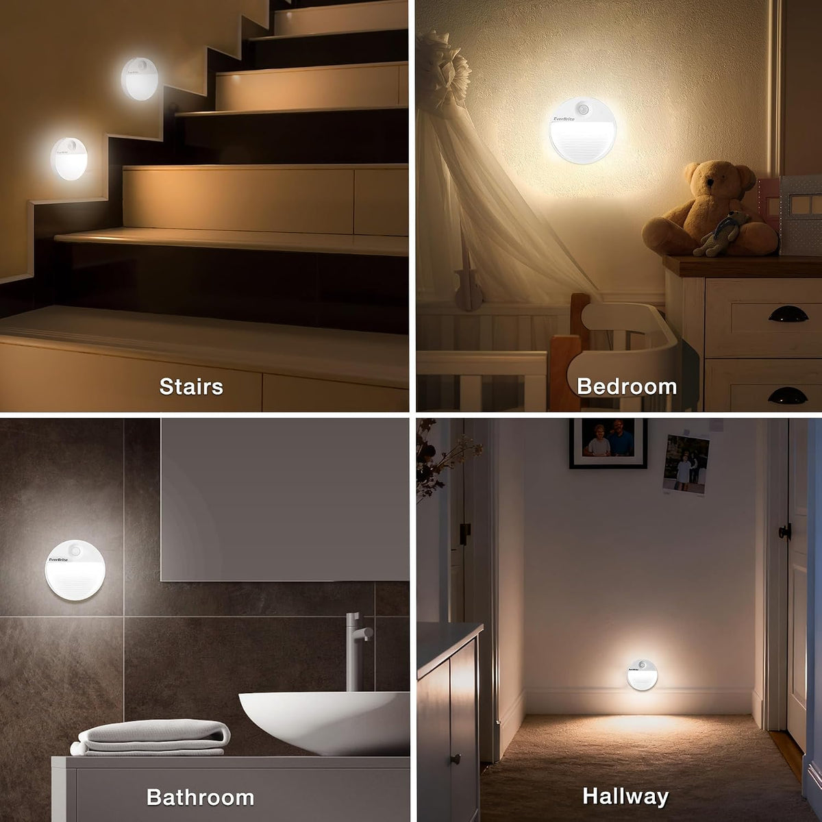 EverBrite 2-Pack Rechargeable Round Motion Sensor LED Night Lights