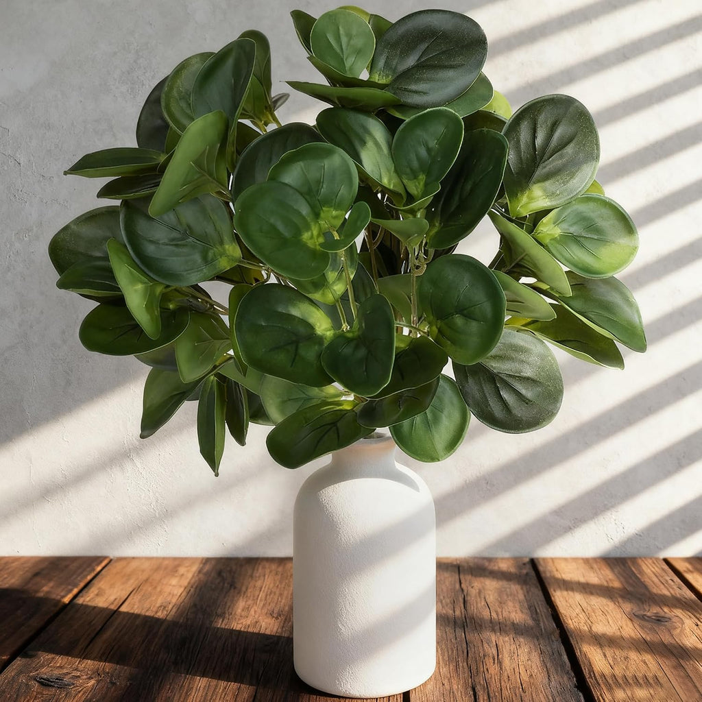 2Pcs 15" Artificial Eucalyptus Plant in Frosted Ceramic Vase for Desk