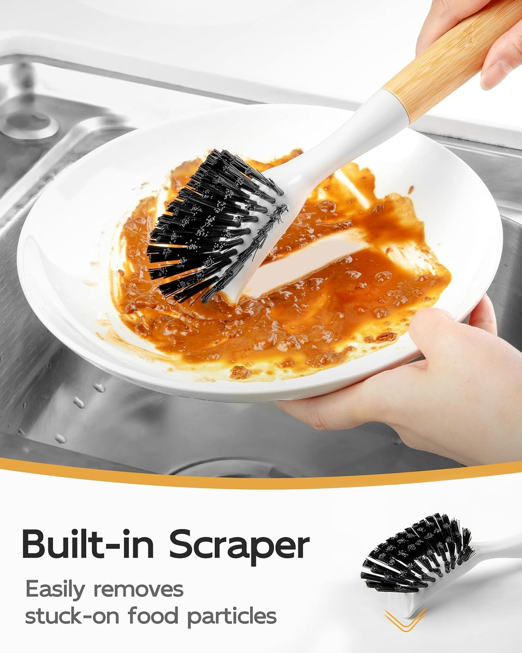 MR.SIGA Dish Brush with Handle, Dish Scrubber Brush for Pans, Pots