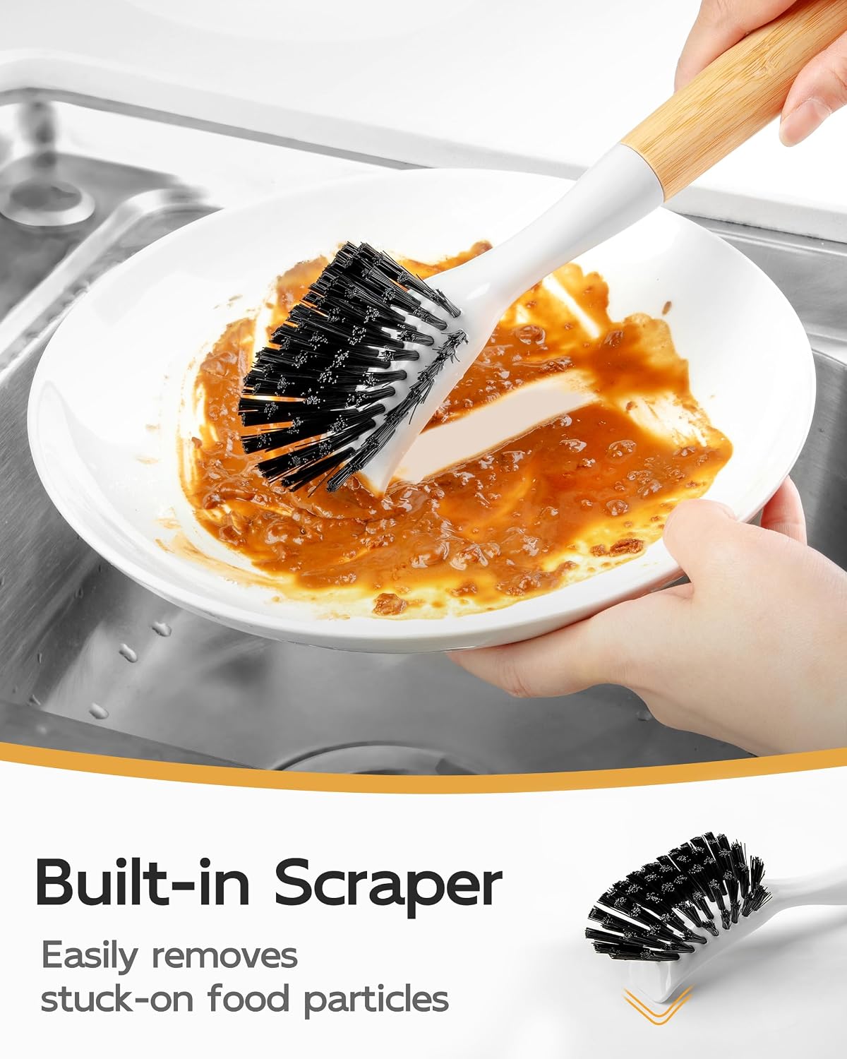 MR.SIGA Dish Brush with Handle, Dish Scrubber Brush for Pans, Pots