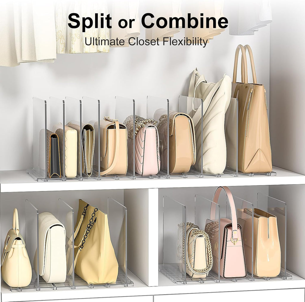 SortNStore Bag Purse Organizer Accessories: 2-Dividers Plastic Clutch Dividers for Closet Organizers and Storage - Keep Carteras & Pocketbook Upright