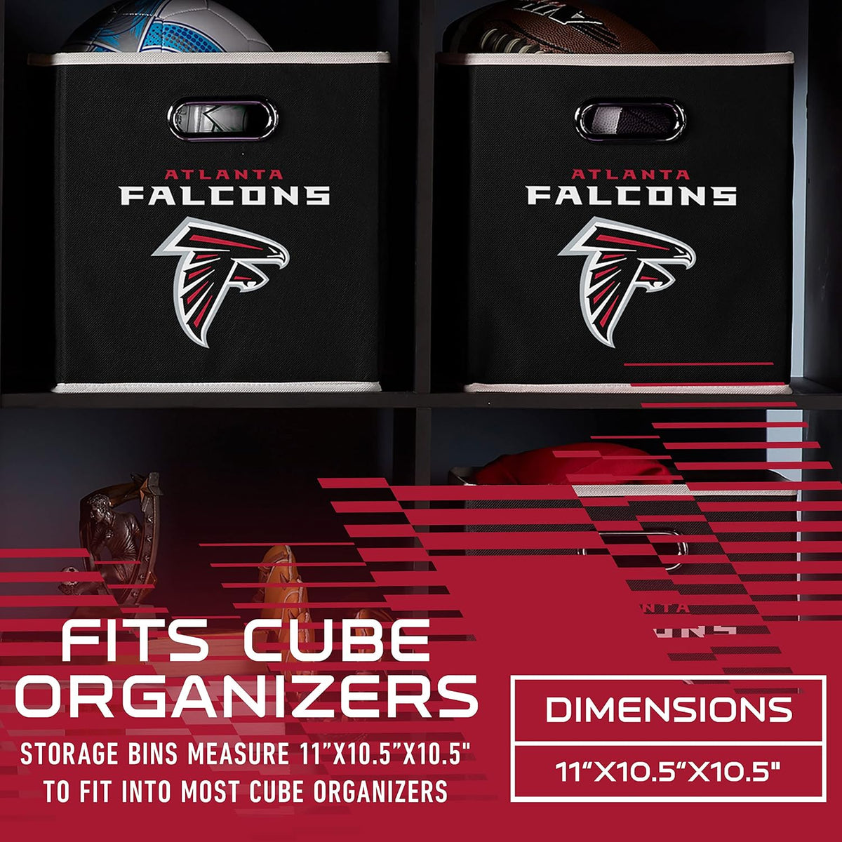 Franklin Sports NFL Atlanta Falcons Collapsible Storage Bin NFL Folding Cube Storage Container Fits Bin Organizers Fabric NFL Team Storage Cubes One Size (Pack of 6)